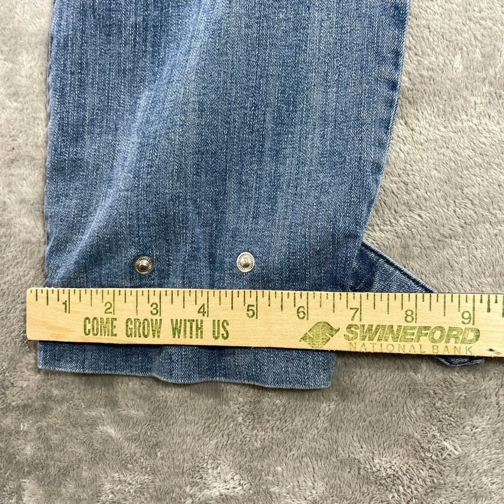 Express Jogger Jeans Womens 10 Medium Blue High Rise Snap Ankle Utility Patch